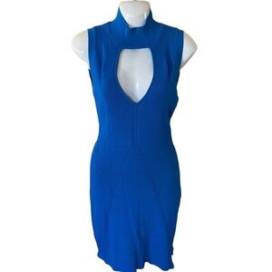 Manning Cartell RIBBED KNIT BODYCON DRESS IN BLUE size M